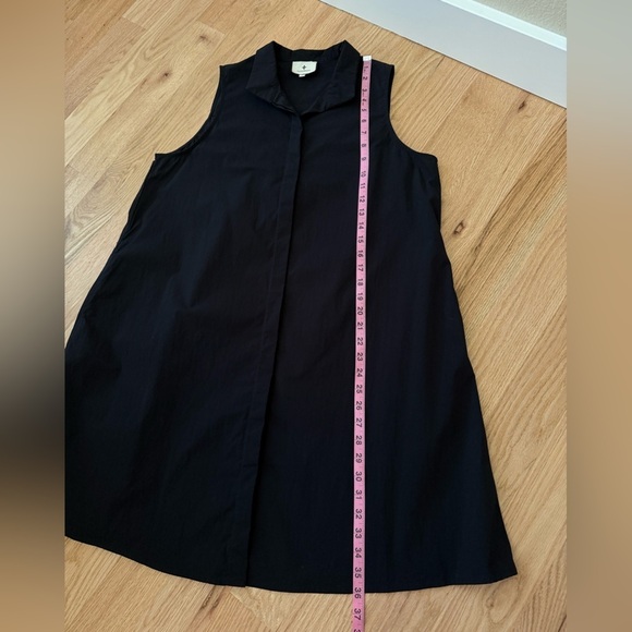 Tuckernuck Black Sleeveless Charlie Shirt Dress Button Front Stretch Size Large - Picture 10 of 15